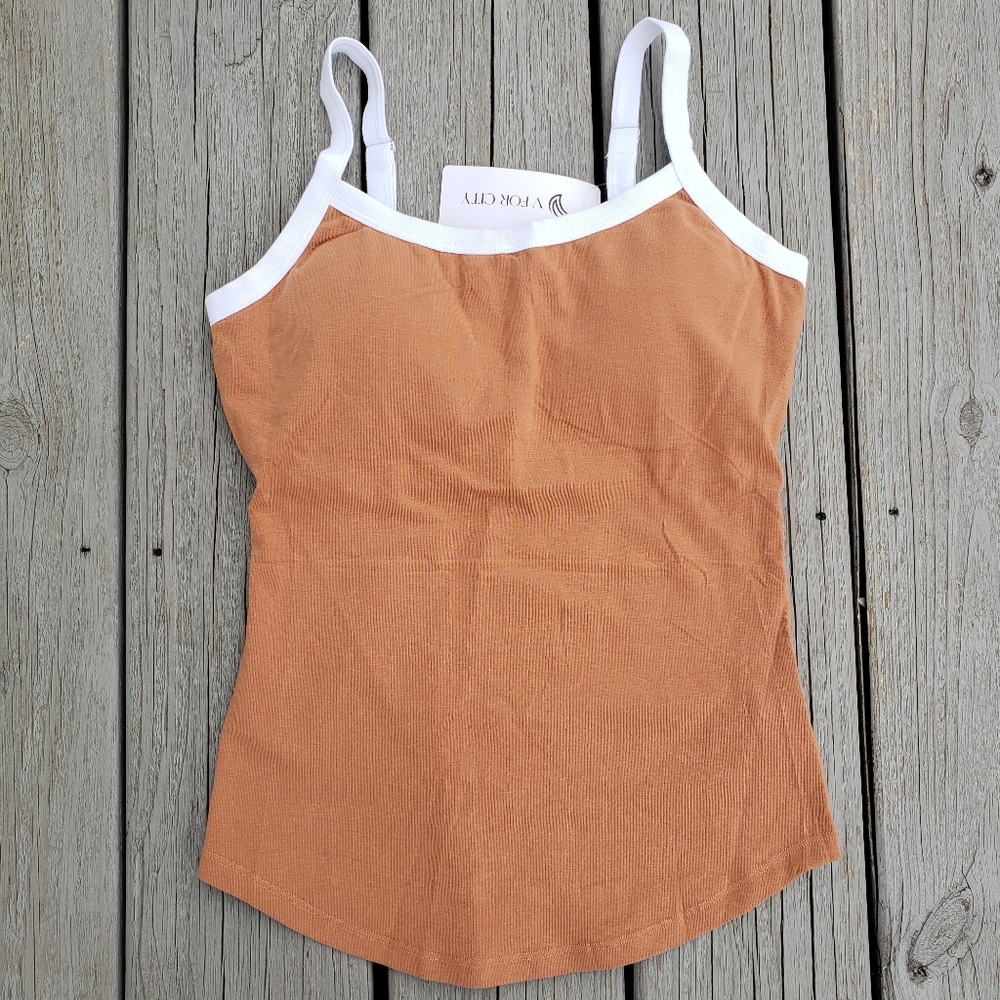 V FOR CITY Tank Top with Built-in Shelf Bra - Size Medium
